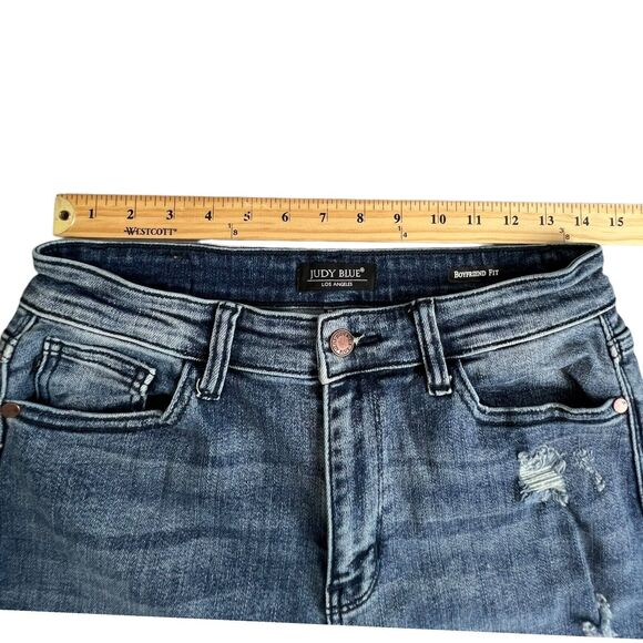 Judy Blue Womens Medium Wash High Rise Distressed Boyfriend Jeans 7/28 - Picture 4 of 9